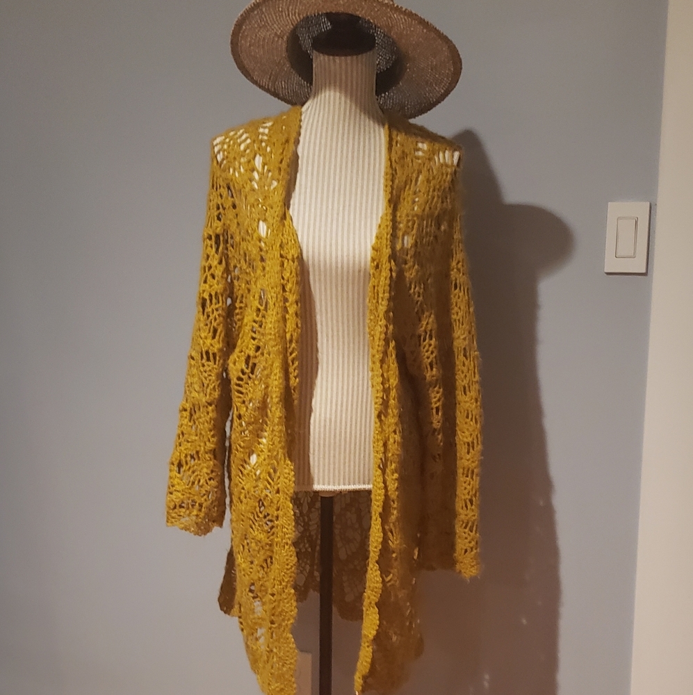 Forever 21 mustard open knit cardigan duster